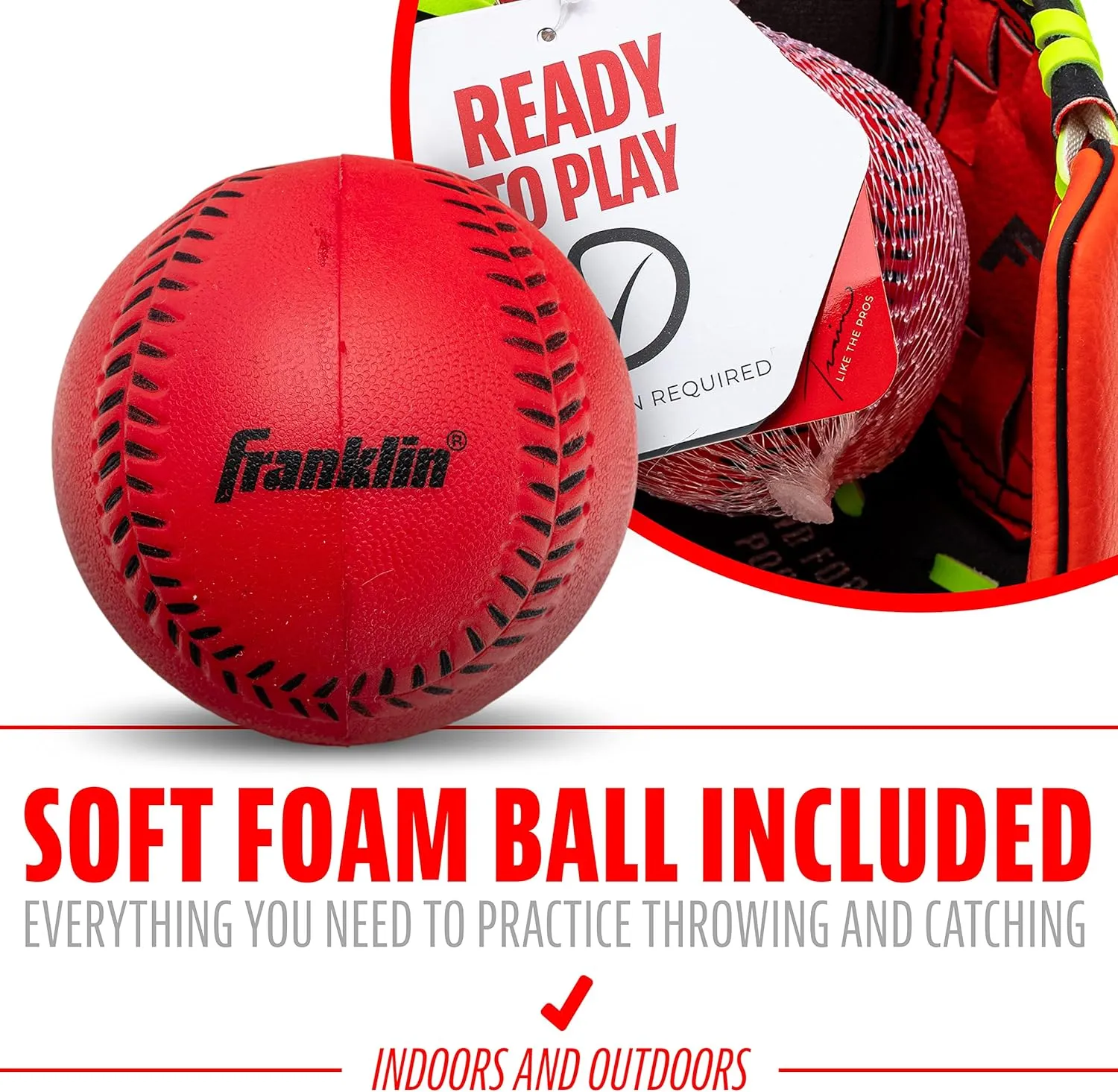 Franklin Sports Youth Teeball Glove - 9.0 Inch Neo-Grip Synthetic Leather Fielding Glove - Left & Right Handed Ready To Play with Ball