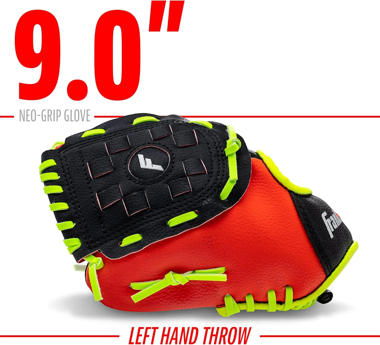 Franklin Sports Youth Teeball Glove - 9.0 Inch Neo-Grip Synthetic Leather Fielding Glove - Left & Right Handed Ready To Play with Ball