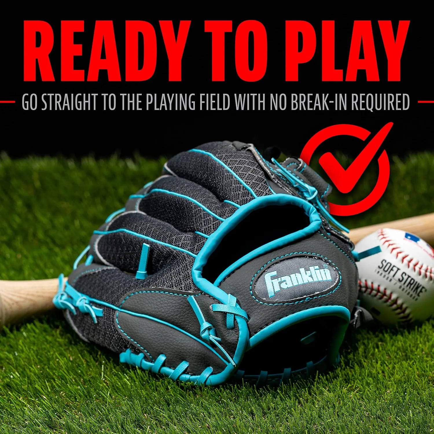 Franklin Sports Youth Teeball Gloves - Shok Sorb Kids Baseball   Teeball Mitt - Boys   Girls Fielders Gloves for Teeball, Baseball   Softball - 10.5" Inch Glove - Multiple Colors