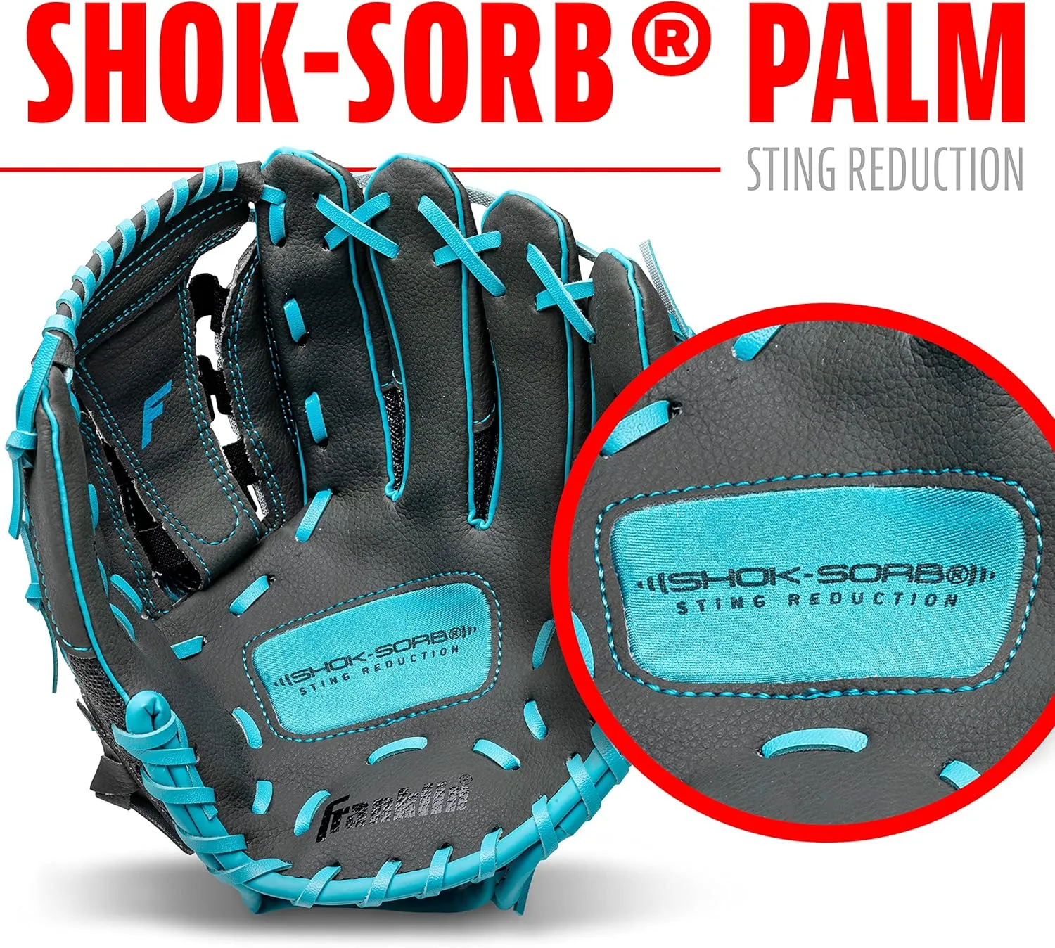 Franklin Sports Youth Teeball Gloves - Shok Sorb Kids Baseball   Teeball Mitt - Boys   Girls Fielders Gloves for Teeball, Baseball   Softball - 10.5" Inch Glove - Multiple Colors