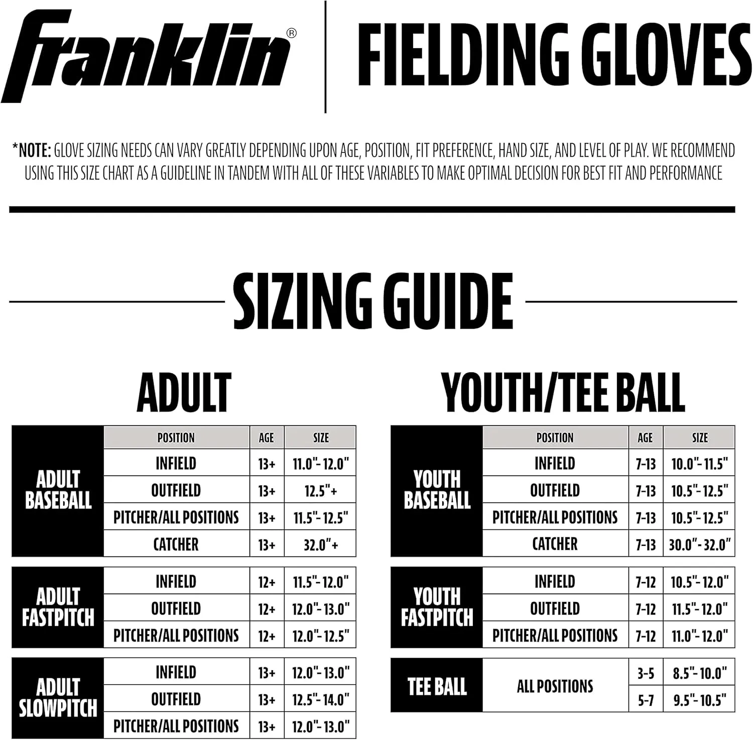 Franklin Sports Youth Teeball Gloves - Shok Sorb Kids Baseball   Teeball Mitt - Boys   Girls Fielders Gloves for Teeball, Baseball   Softball - 10.5" Inch Glove - Multiple Colors