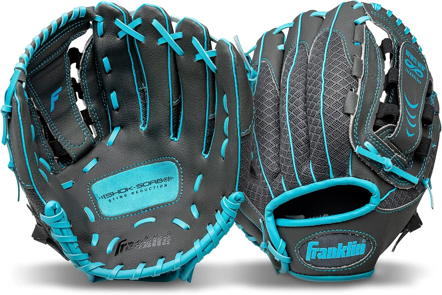 Franklin Sports Youth Teeball Gloves - Shok Sorb Kids Baseball   Teeball Mitt - Boys   Girls Fielders Gloves for Teeball, Baseball   Softball - 10.5" Inch Glove - Multiple Colors