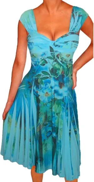 Funfash Plus Size Women Empire Waist Blue Cocktail Cruise Dress Made in USA