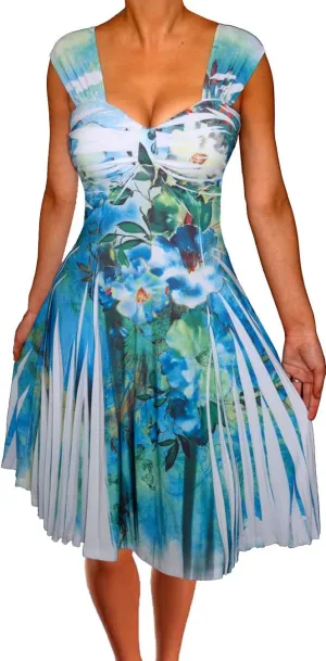 Funfash Plus Size Women Empire Waist White Blue Swing Cocktail Dress Made in USA
