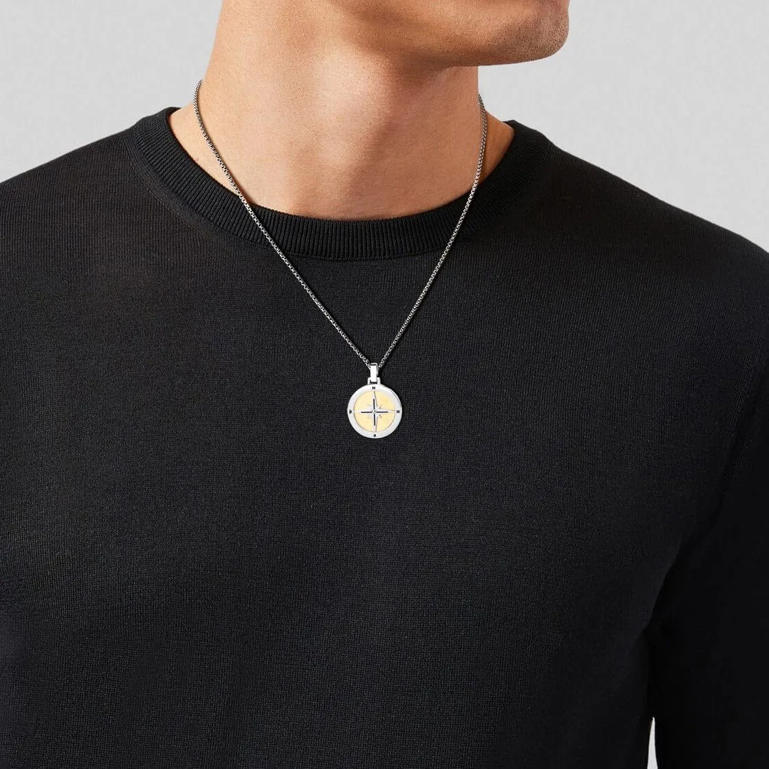 GAVU Men's Viking Stainless Steel Compass Necklace