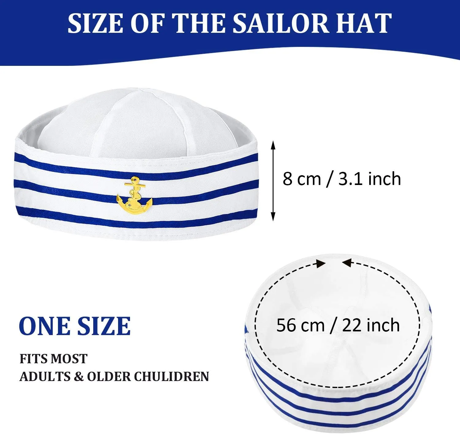 Geyoga Sailor Hat and Scarf Set for Women Men Sailor Outfit with White Sailor Cap Captain Hat Scarf for Costume Accessory