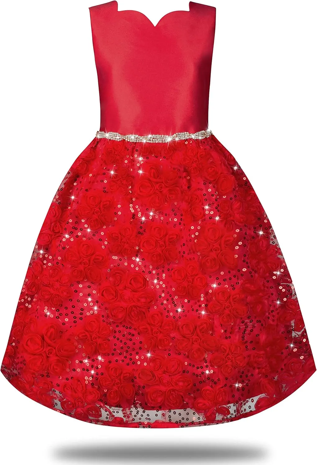Girls Christmas Dress Red Party Dance Birthday Dress for Toddler Little Girls
