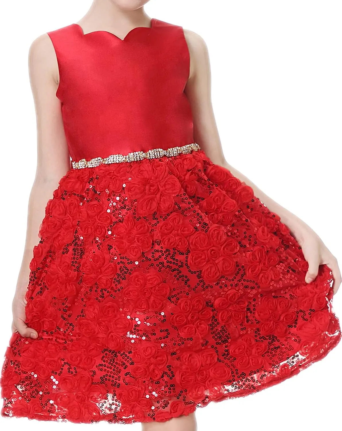 Girls Christmas Dress Red Party Dance Birthday Dress for Toddler Little Girls