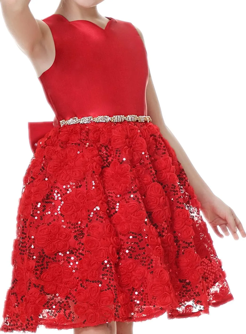 Girls Christmas Dress Red Party Dance Birthday Dress for Toddler Little Girls