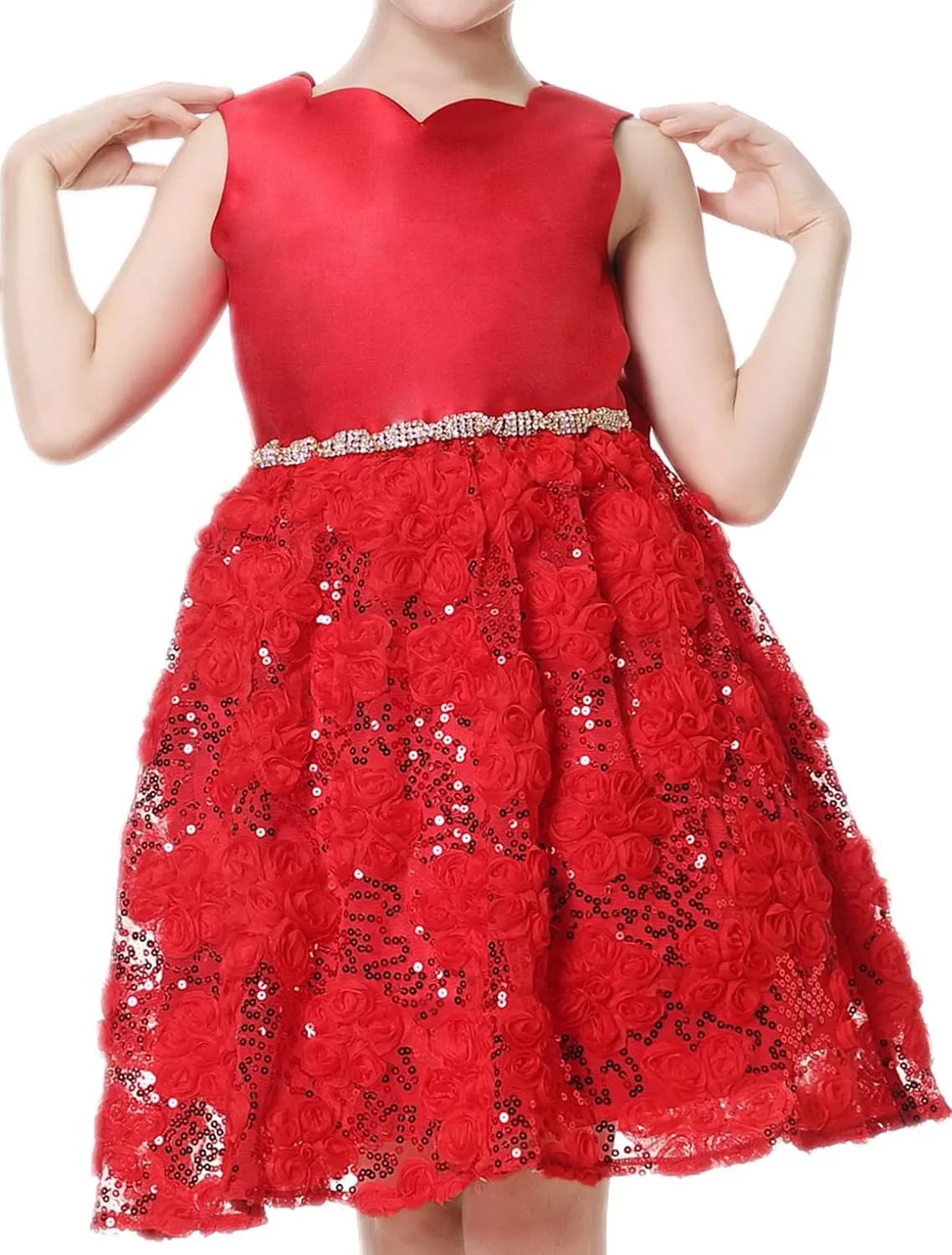 Girls Christmas Dress Red Party Dance Birthday Dress for Toddler Little Girls