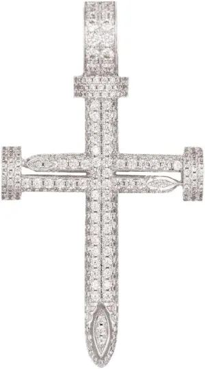 GLD Large Nail Cross Pendant - White Gold