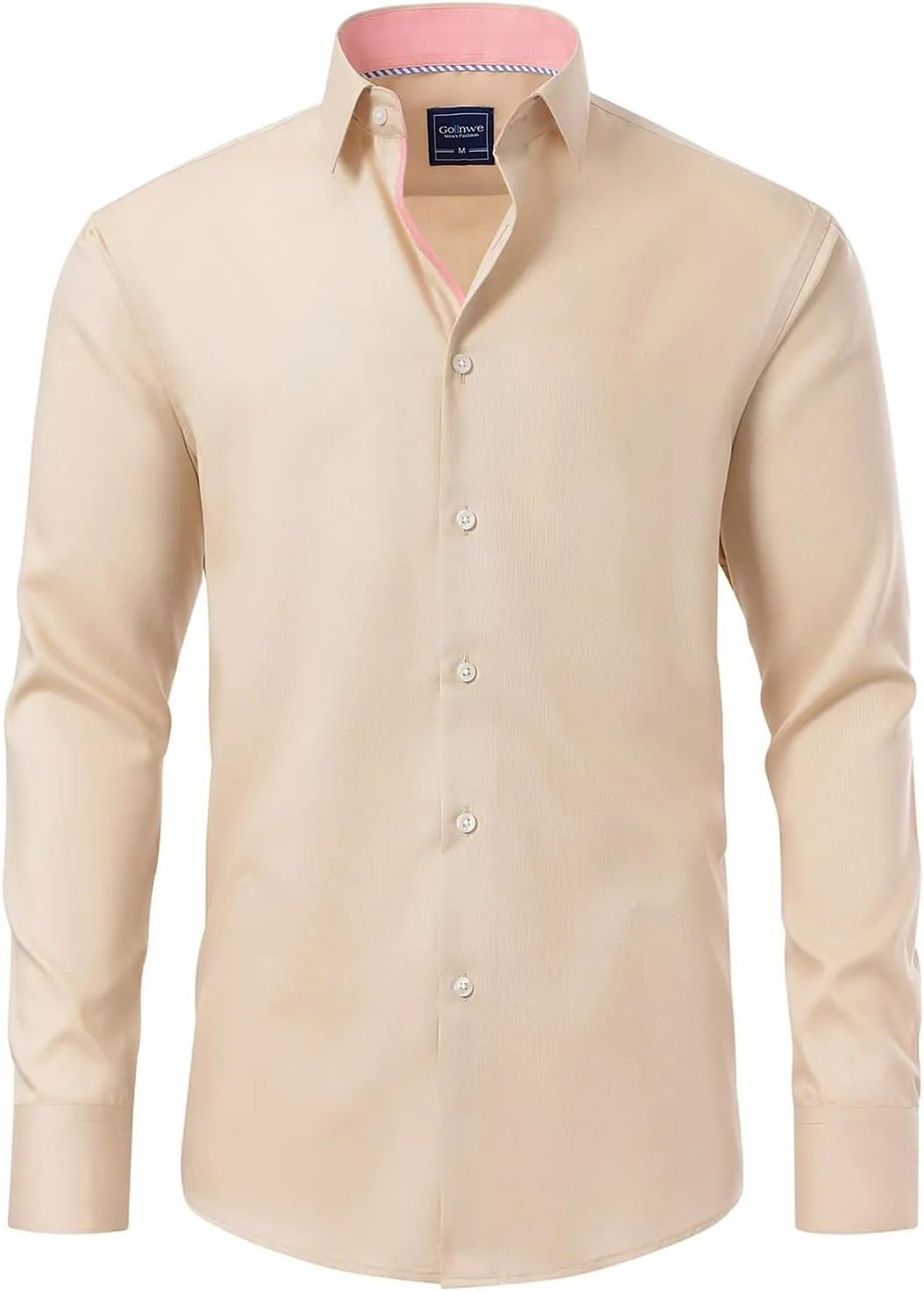 Gollnwe Men's Dress Shirts Long Sleeve Shirt White Button Down Shirt for Men Bussiness Casual