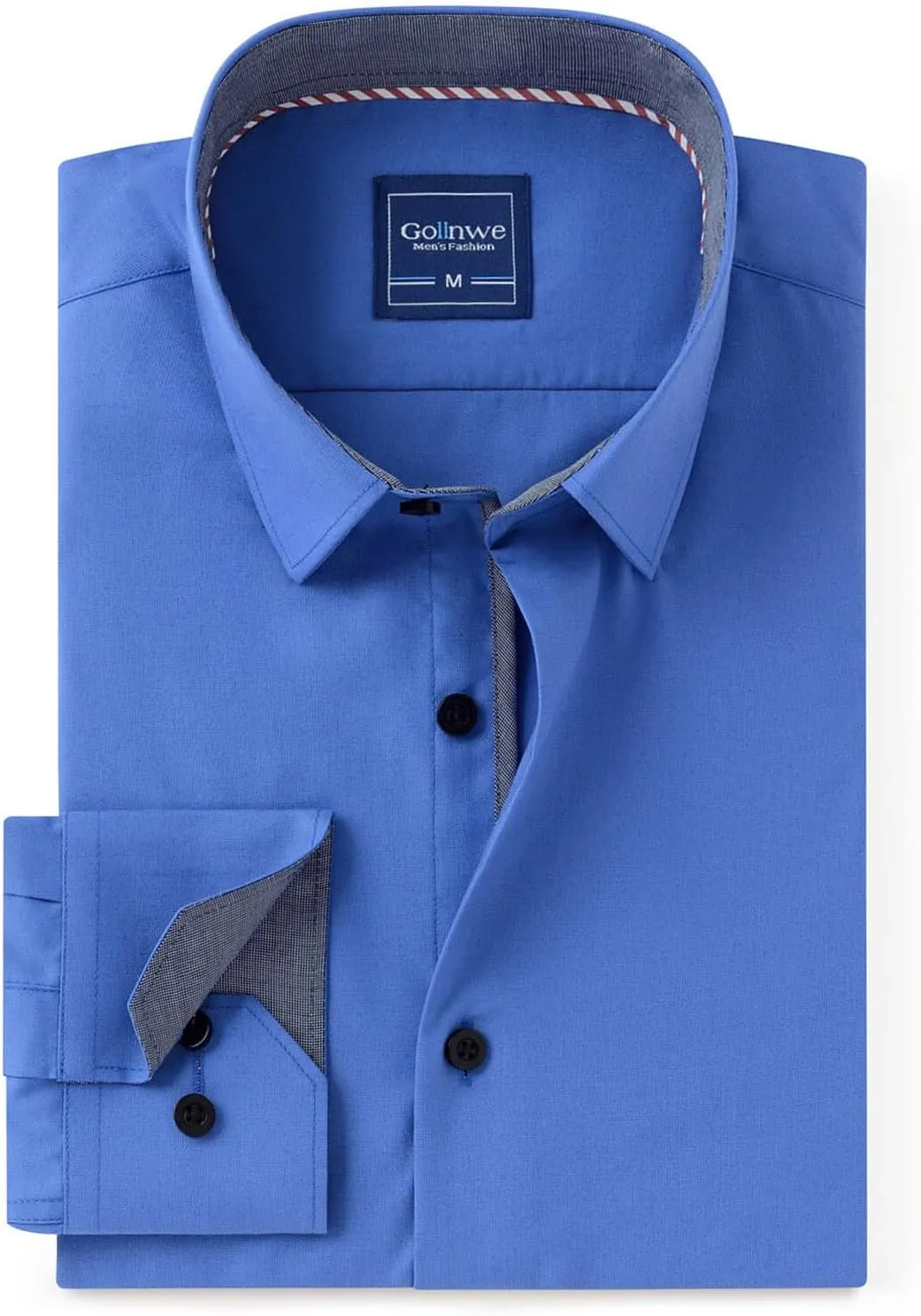 Gollnwe Men's Dress Shirts Long Sleeve Shirt White Button Down Shirt for Men Bussiness Casual