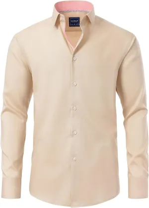 Gollnwe Men's Dress Shirts Long Sleeve Shirt White Button Down Shirt for Men Bussiness Casual