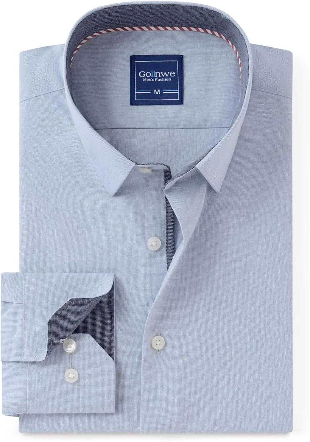 Gollnwe Men's Dress Shirts Long Sleeve Shirt White Button Down Shirt for Men Bussiness Casual