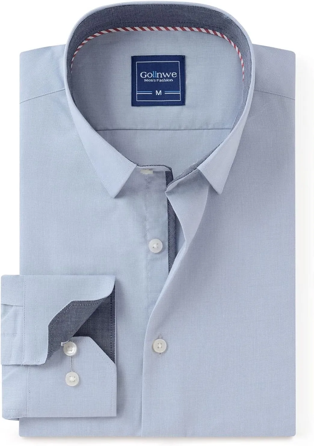 Gollnwe Men's Dress Shirts Long Sleeve Shirt White Button Down Shirt for Men Bussiness Casual