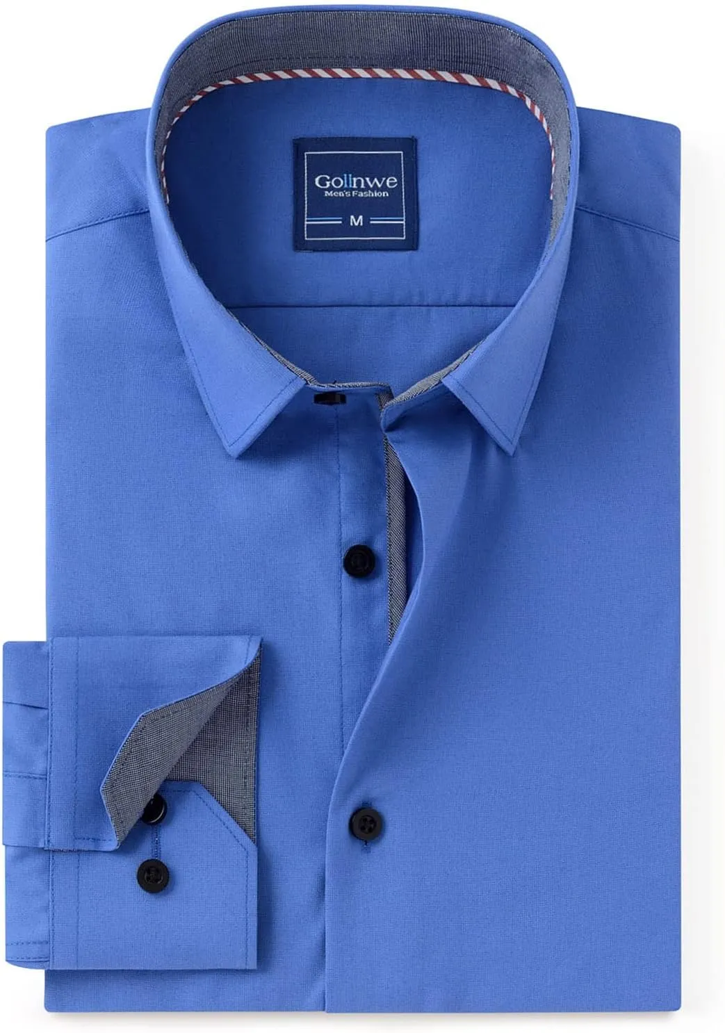 Gollnwe Men's Dress Shirts Long Sleeve Shirt White Button Down Shirt for Men Bussiness Casual