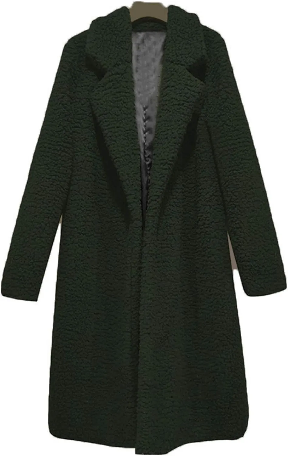 GRASWE Women Winter Cozy Top Coats Long Sleeve Warm Lapel Jacket Fashion Medium Length Solid Color Coats