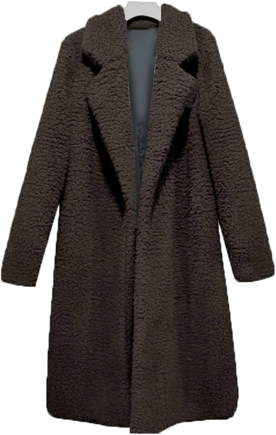 GRASWE Women Winter Cozy Top Coats Long Sleeve Warm Lapel Jacket Fashion Medium Length Solid Color Coats