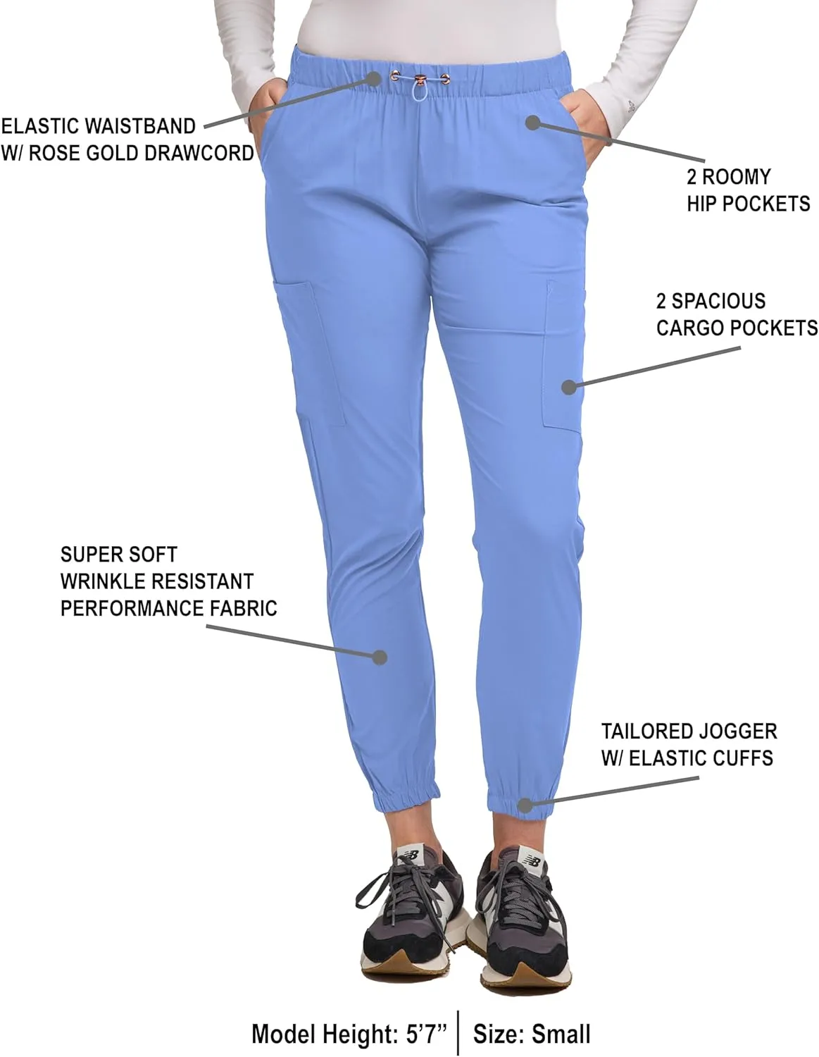 Green Town Scrubs for Women - Jogger Scrub Pant, Cargo Pockets, Stretch Fabric, Drawcord, Easy Care