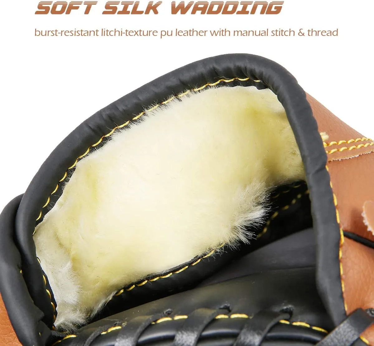 GROOFOO Baseball Glove and Ball for Kids Youth Adults Softball Teeball Training Left/Right Hand Glove with Soft Ball Set Brown/Black/Pink