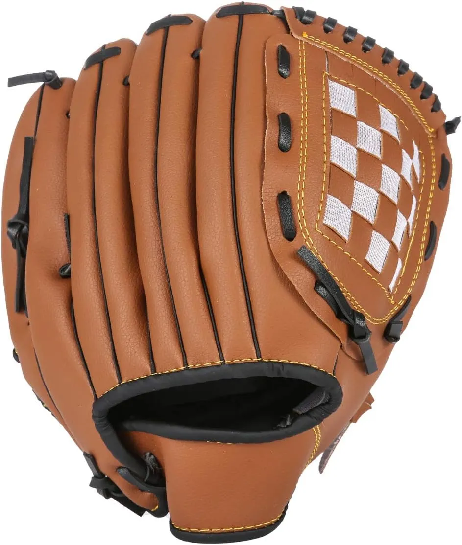 GROOFOO Baseball Glove and Ball for Kids Youth Adults Softball Teeball Training Left/Right Hand Glove with Soft Ball Set Brown/Black/Pink