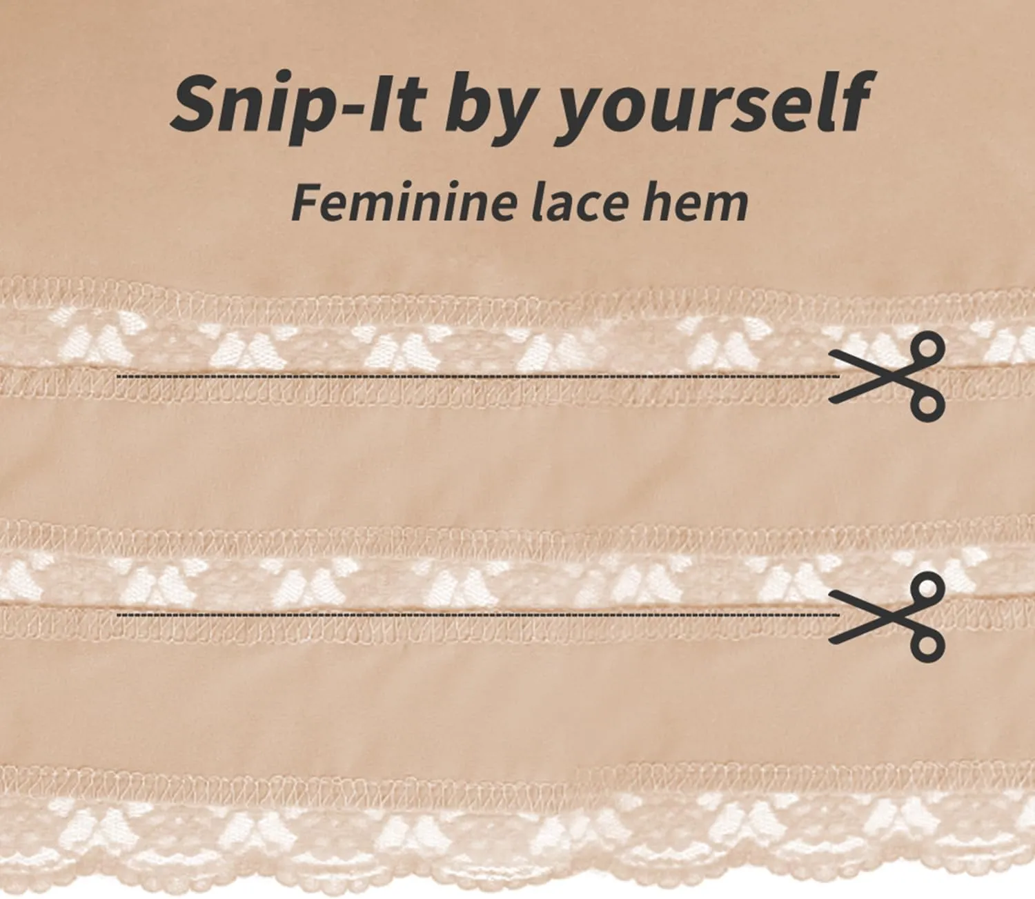 Half Slips for Women Underskirt Dress Extender Lace Trim Knee Length Midi Skirt 19-26" Length