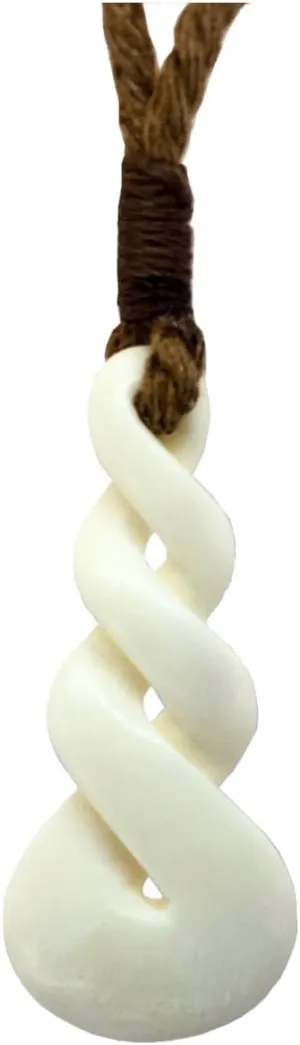 Hawaiian Jewelry Kaawili Necklace Hand Carved Bone Pendant