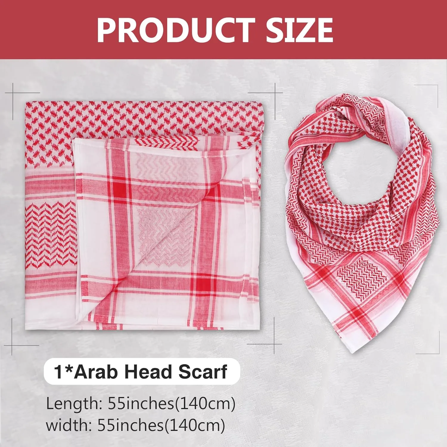 Head Scarf Keffiyeh Shemagh Turban Head Wrap Muslim Arab Saudi Dubai Headwear for Men Women
