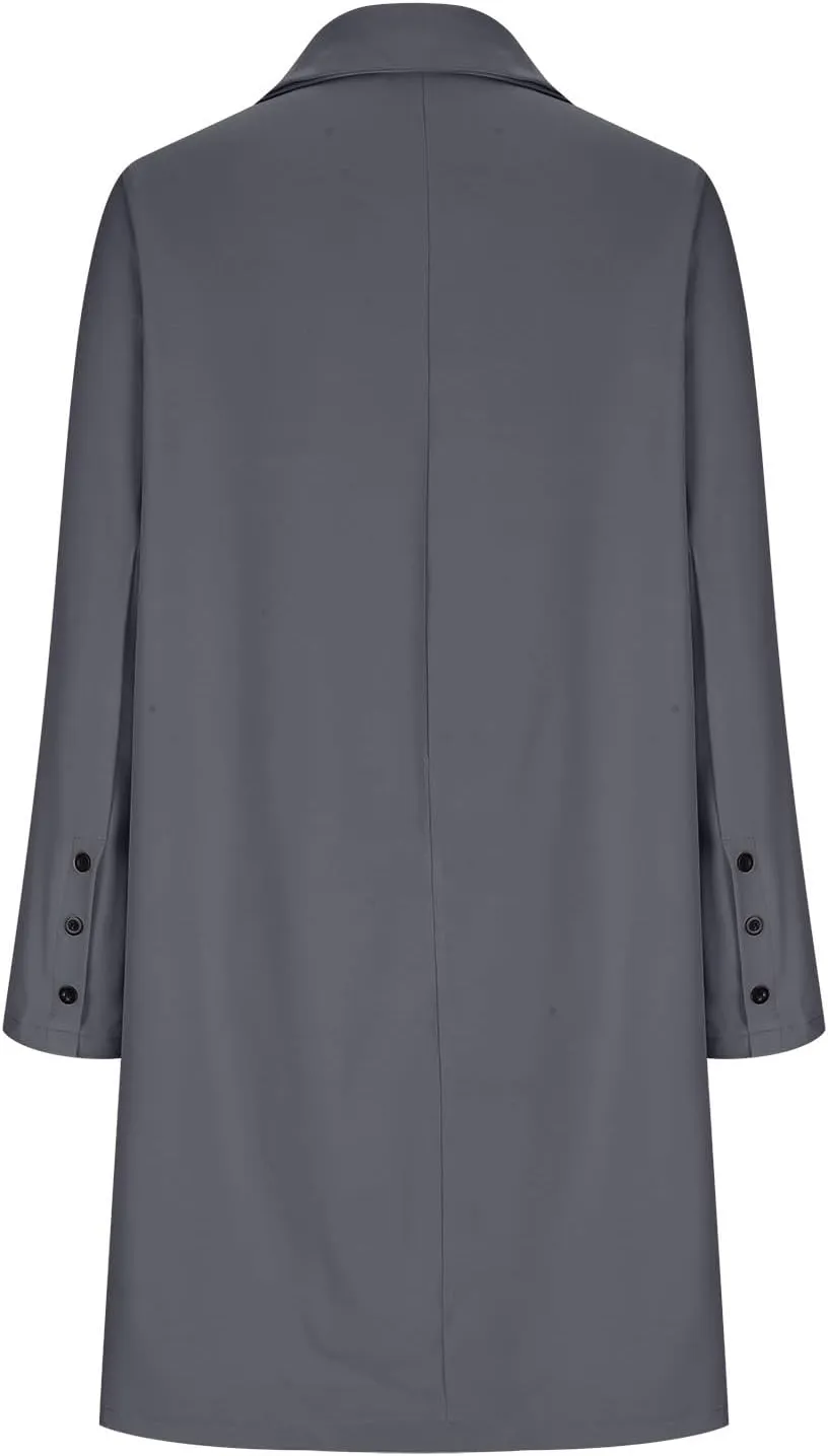 Hvyesh Women's Long Wool Blend Pea Coat Winter Casual Overcoat Notched Lapel Collar Trench Coat Belted Long Jacket Outerwear