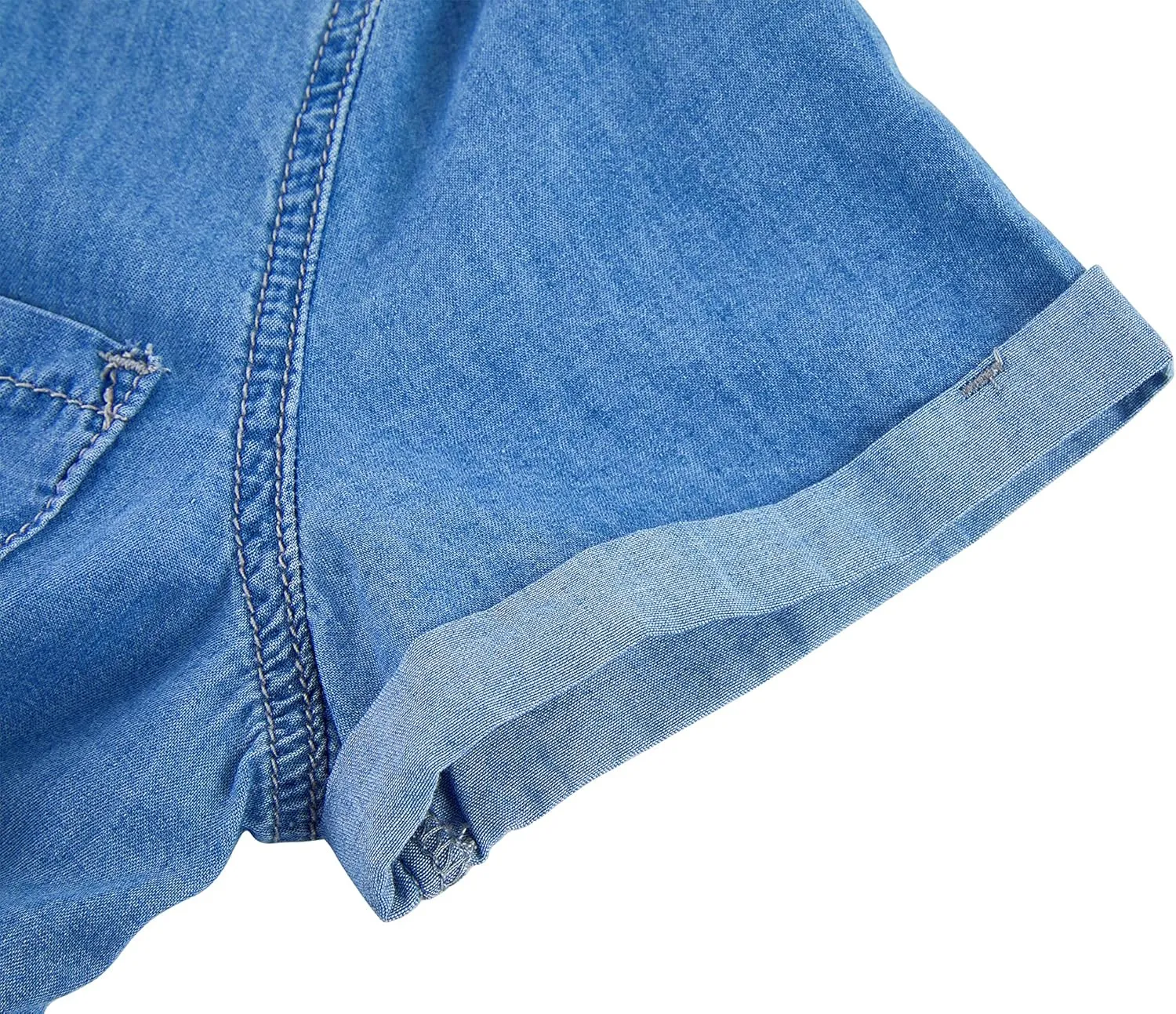 Imily Bela Women Denim Dress Summer Jean Shirt Dress Short Sleeve Button Down Tie Waist Casual Short Dress