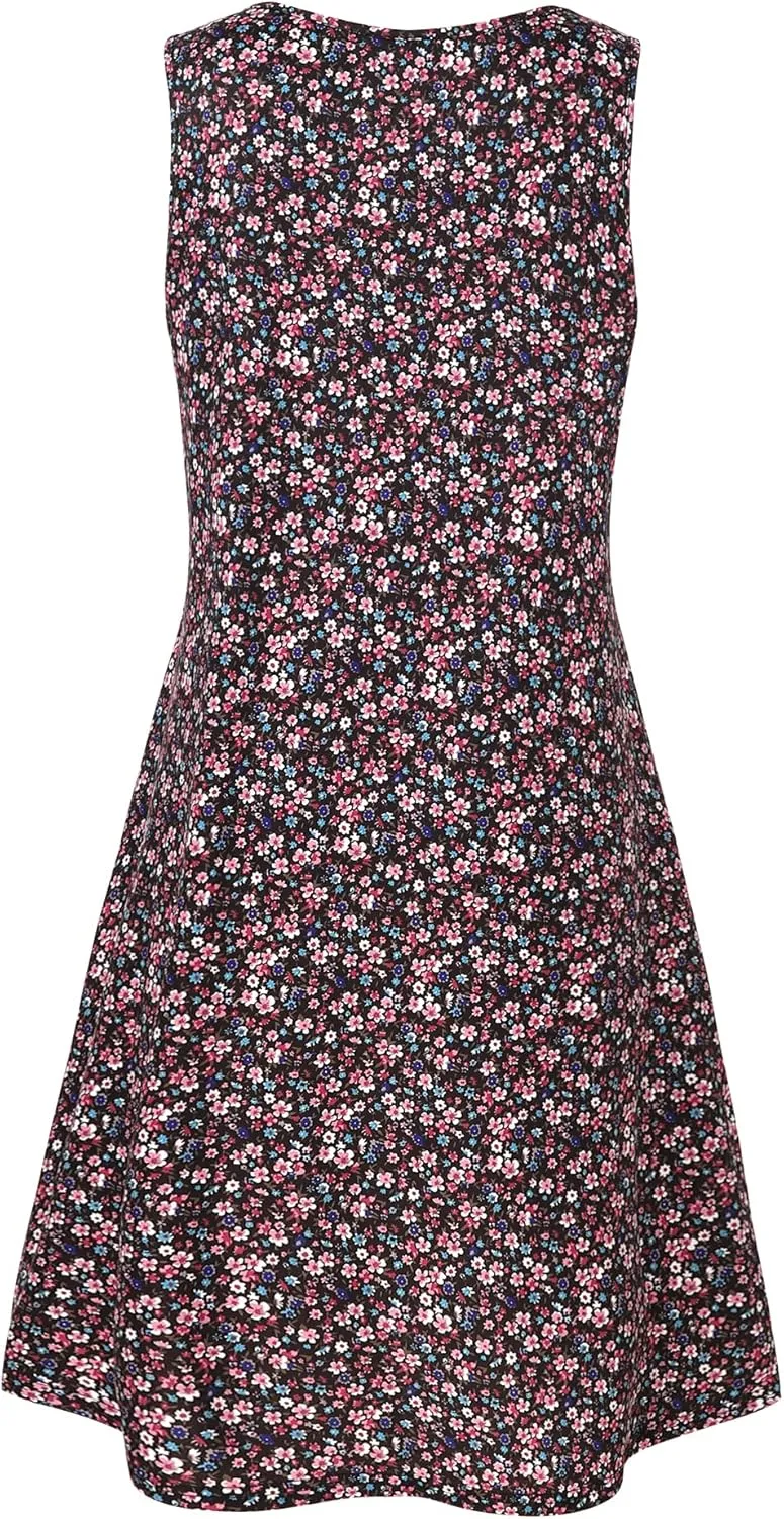 Ivicoer Women's Summer Beach Dresses V-Neck Floral Printed Tank Swing Dress Plus Size with Pocket(L-5XL)