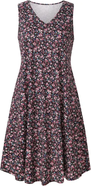 Ivicoer Women's Summer Beach Dresses V-Neck Floral Printed Tank Swing Dress Plus Size with Pocket(L-5XL)