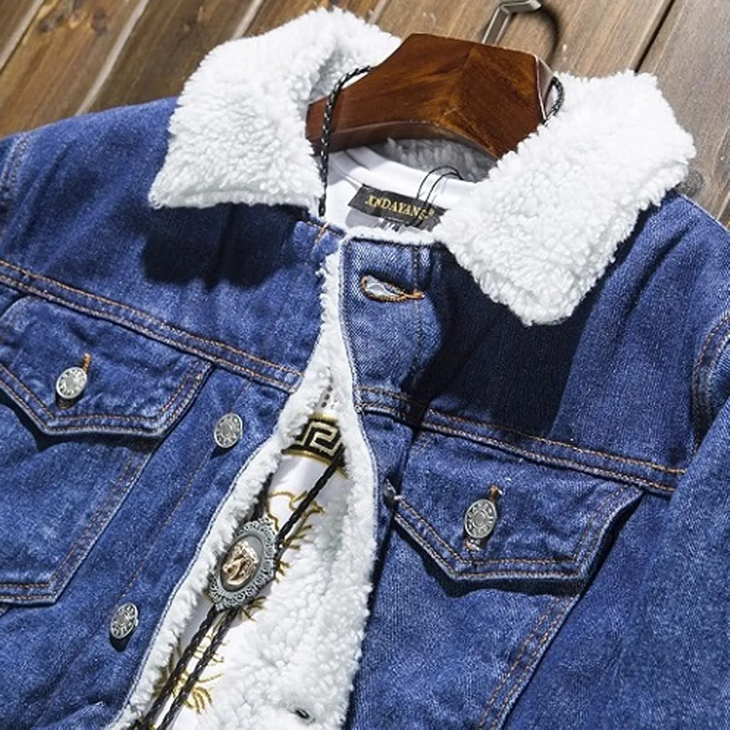 Jean Jacket Mens Sherpa Fleece Lined Denim Jacket Winter Warm Trucker Jacket Cowboy Coat Motorcycle Jean Jackets