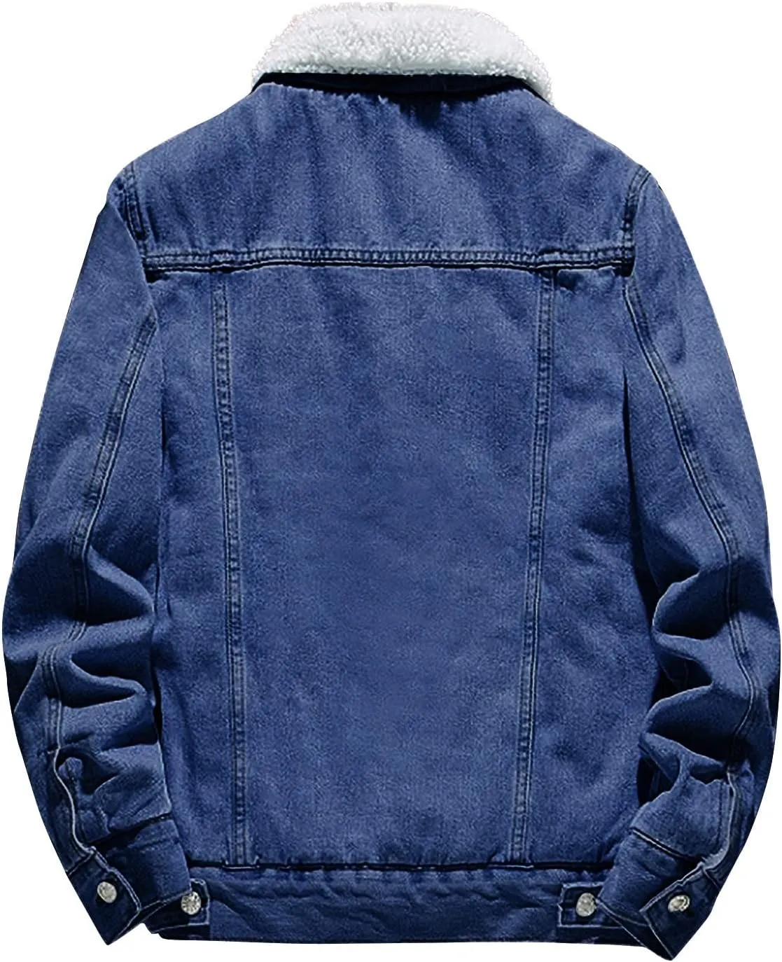 Jean Jacket Mens Sherpa Fleece Lined Denim Jacket Winter Warm Trucker Jacket Cowboy Coat Motorcycle Jean Jackets