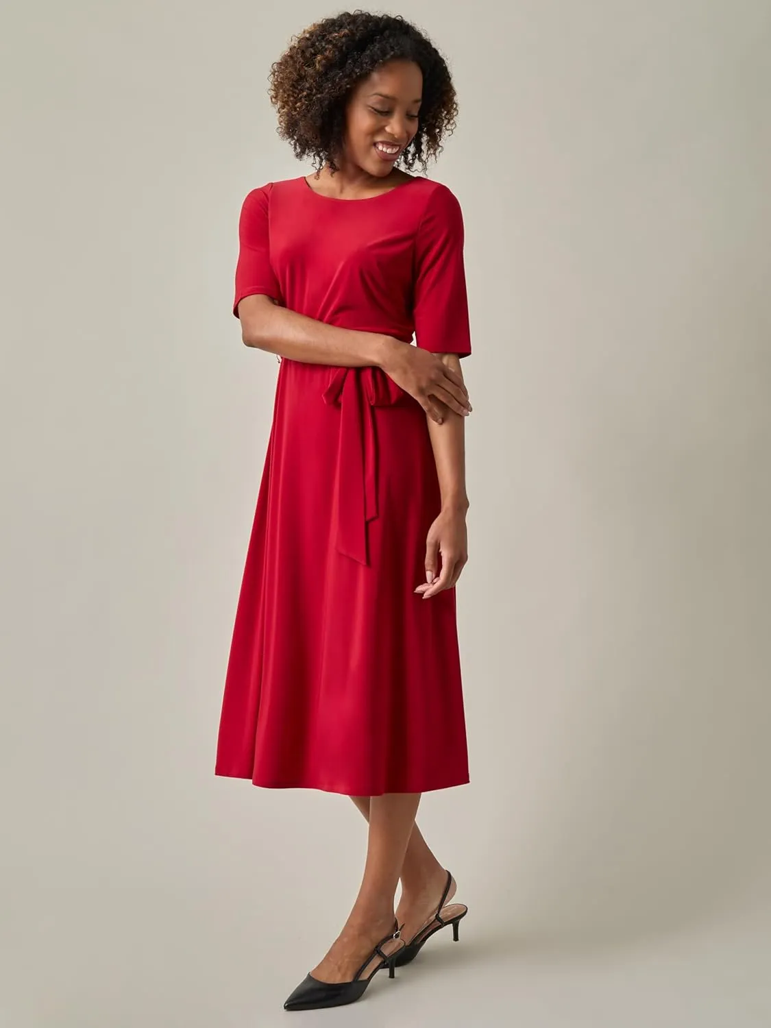 Kasper Women's 3/4 Sleeve Fit & Flare Jersey Dress