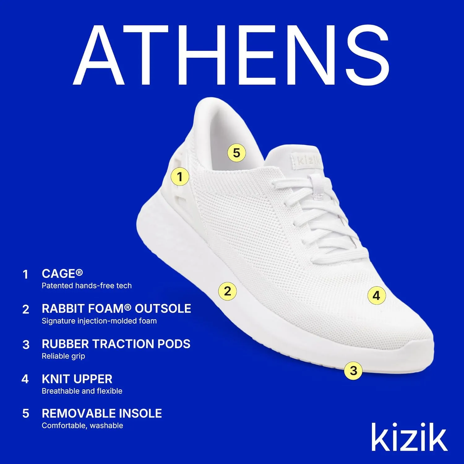 Kizik Slip On Sneakers: Athens - Comfortable All-Day Wear, Hands Free Convenience, Breathable Knit Top, Mens & Womens Walking Shoes with Arch Support