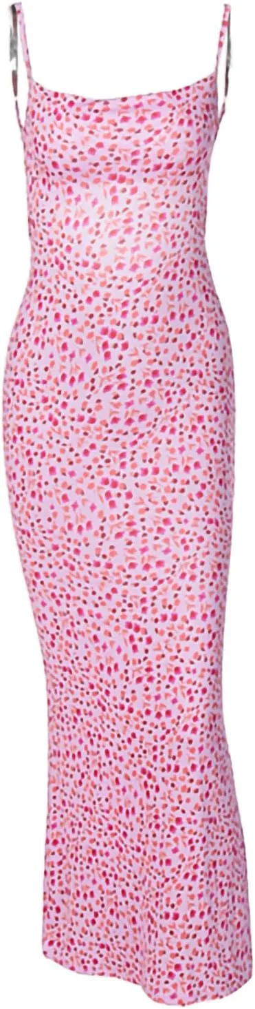 KMBANGI Women's Floral Orange Sleeveless Backless Maxi Dress - Plus Size, Ankle Length, Party Dress
