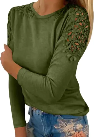 Ladies Tops and Blouses Tunic Tops for Women Loose Fit Dressy Long Sleeve Shirts Casual Crewneck Floral Print Shirt