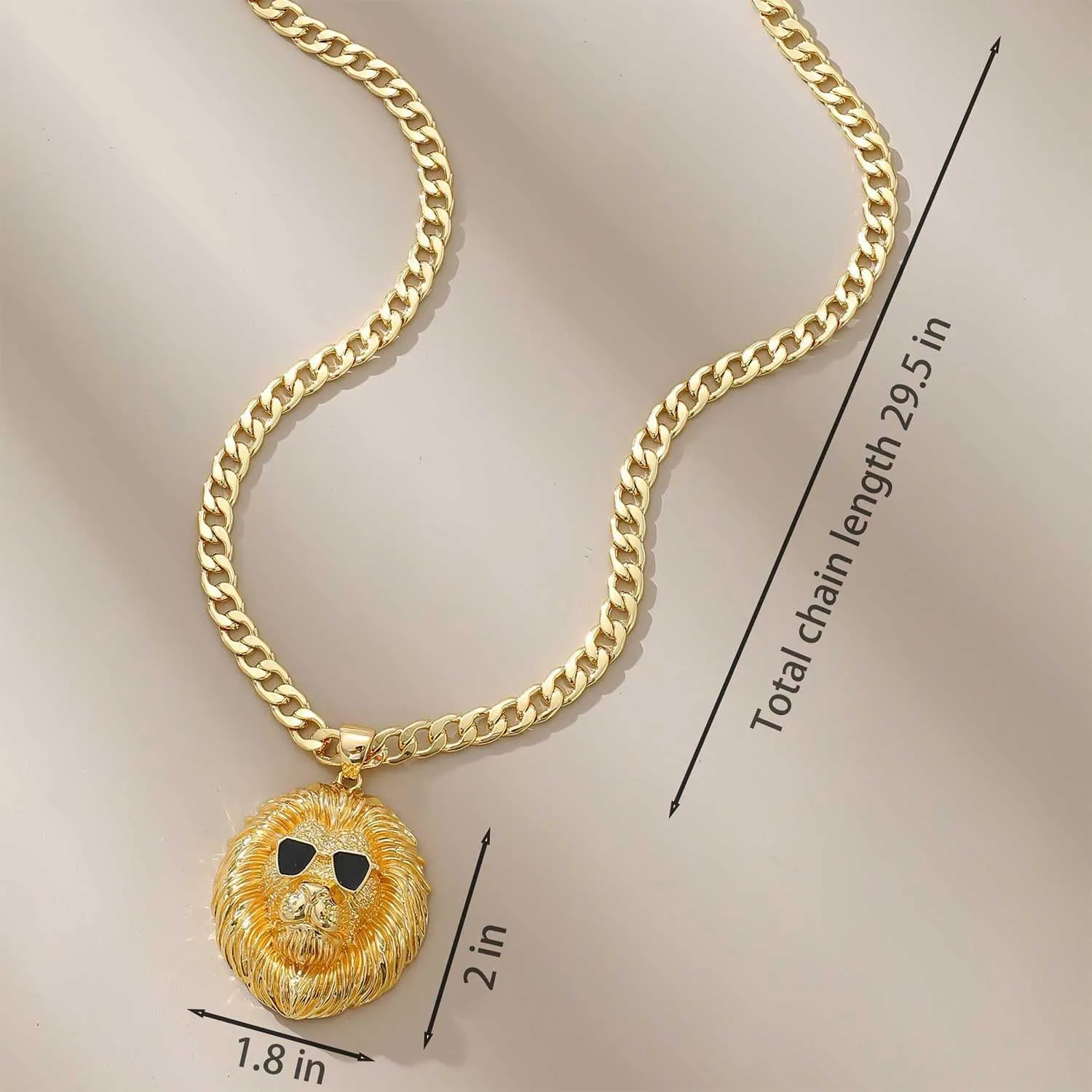 Lion Head Necklace Pendant for Men