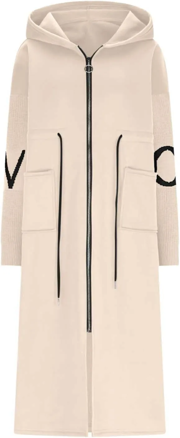 Long Jackets for Women Trendy Wool Coat Oversized Peacoat Drawstring Waist Overcoat Open Front Coat Cardigan Jacket