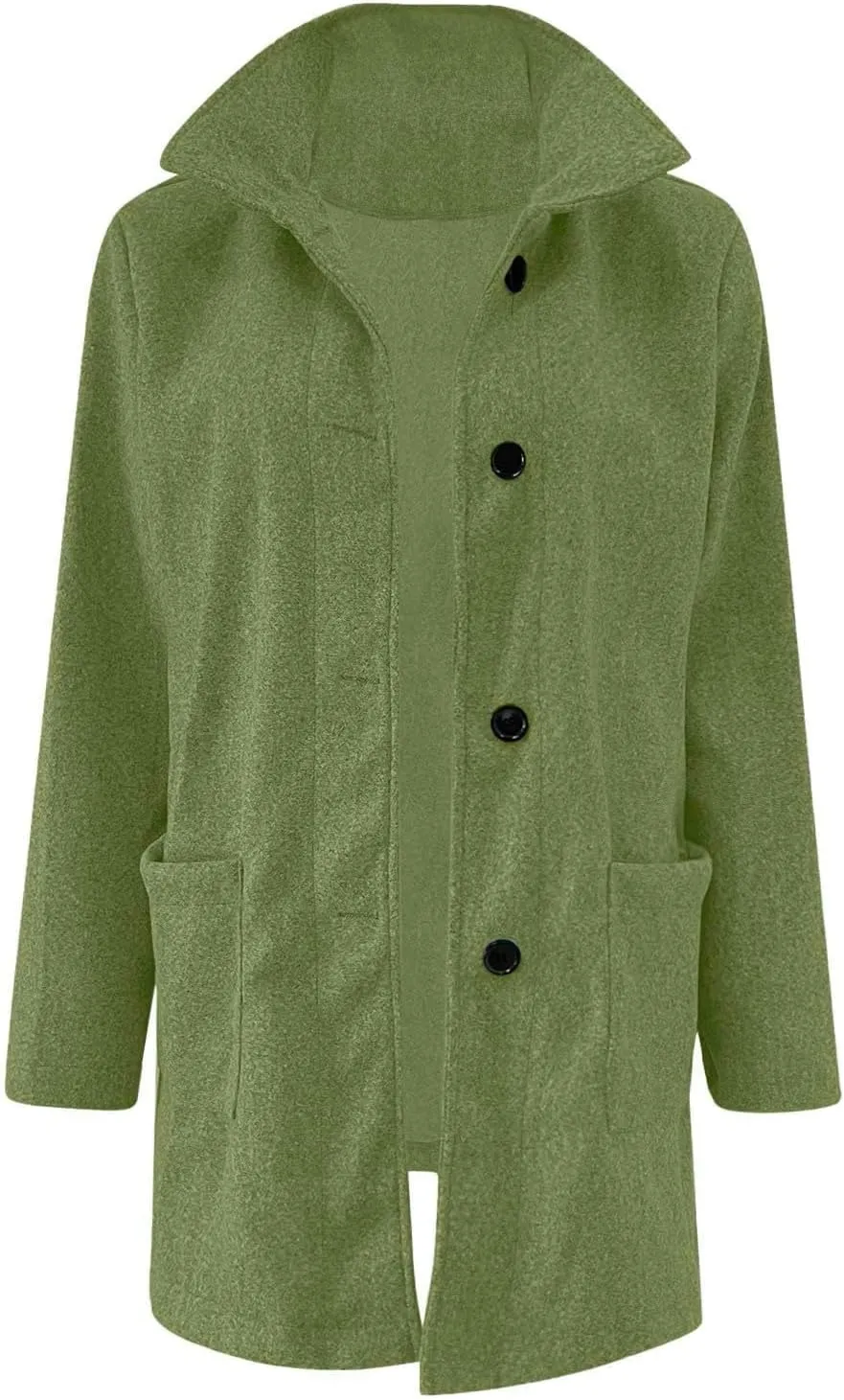 Long Pea Coats for Women Winter Stand Collar Single Breasted Wool Trench Coats Wool Blend Peacoat Thicken Blazer Jacket