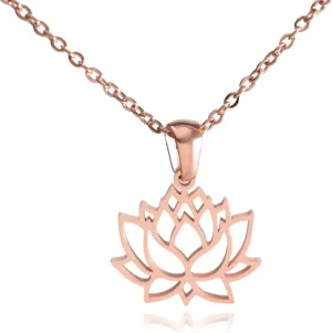 Lotus Flower Stainless Steel Necklace (Rose Gold)