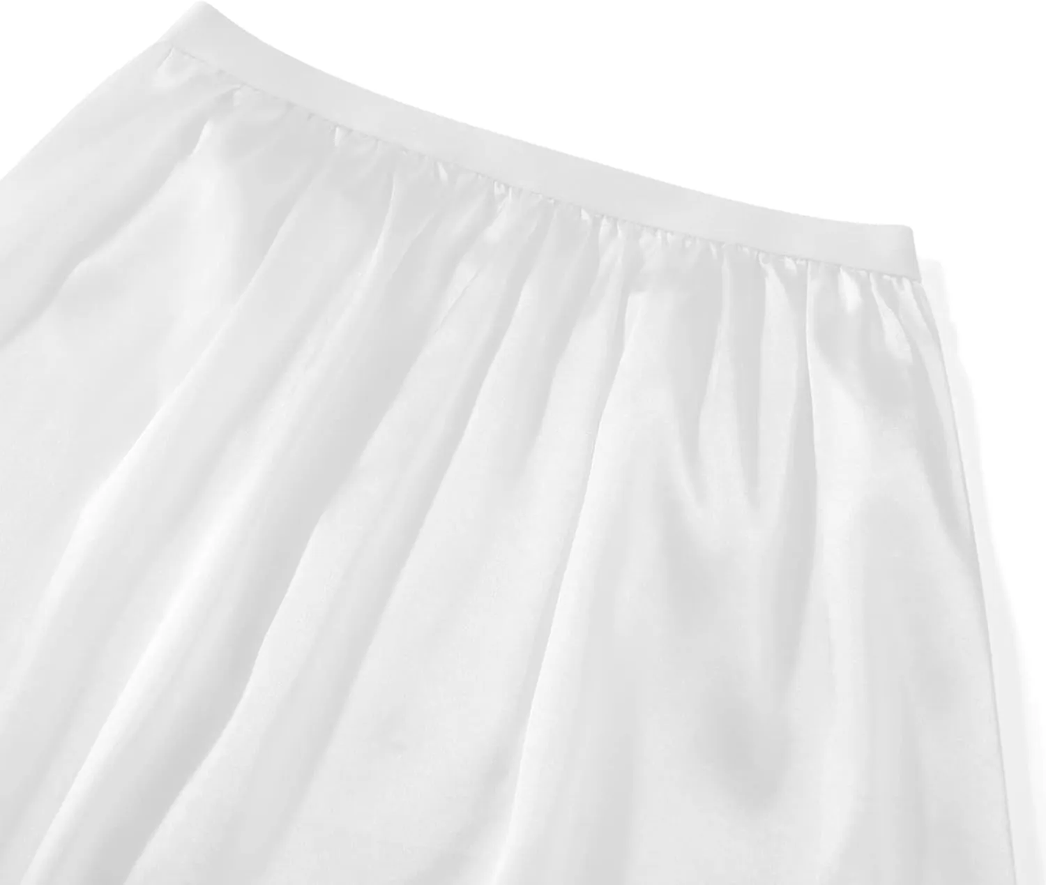 MAINESAKA Women's Half Slips Elastic Waist Satin Underskirt Lace Trim Slip Skirt for Under Dresses Anti Static Half Slip