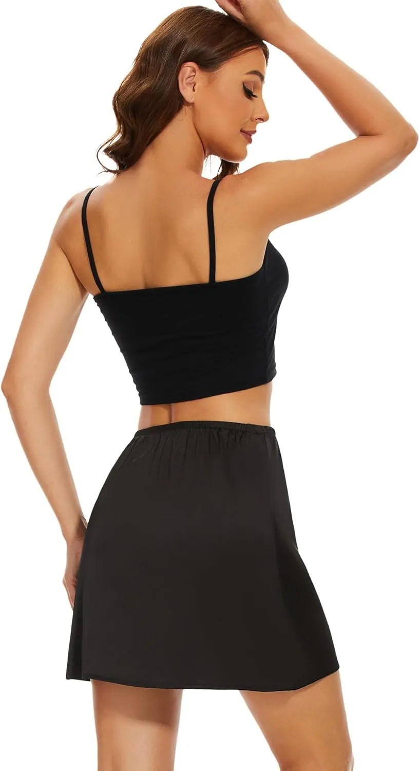 MANCYFIT Womens Half Slip for Under Dresses Satin Slip Skirt Mini Underskirt