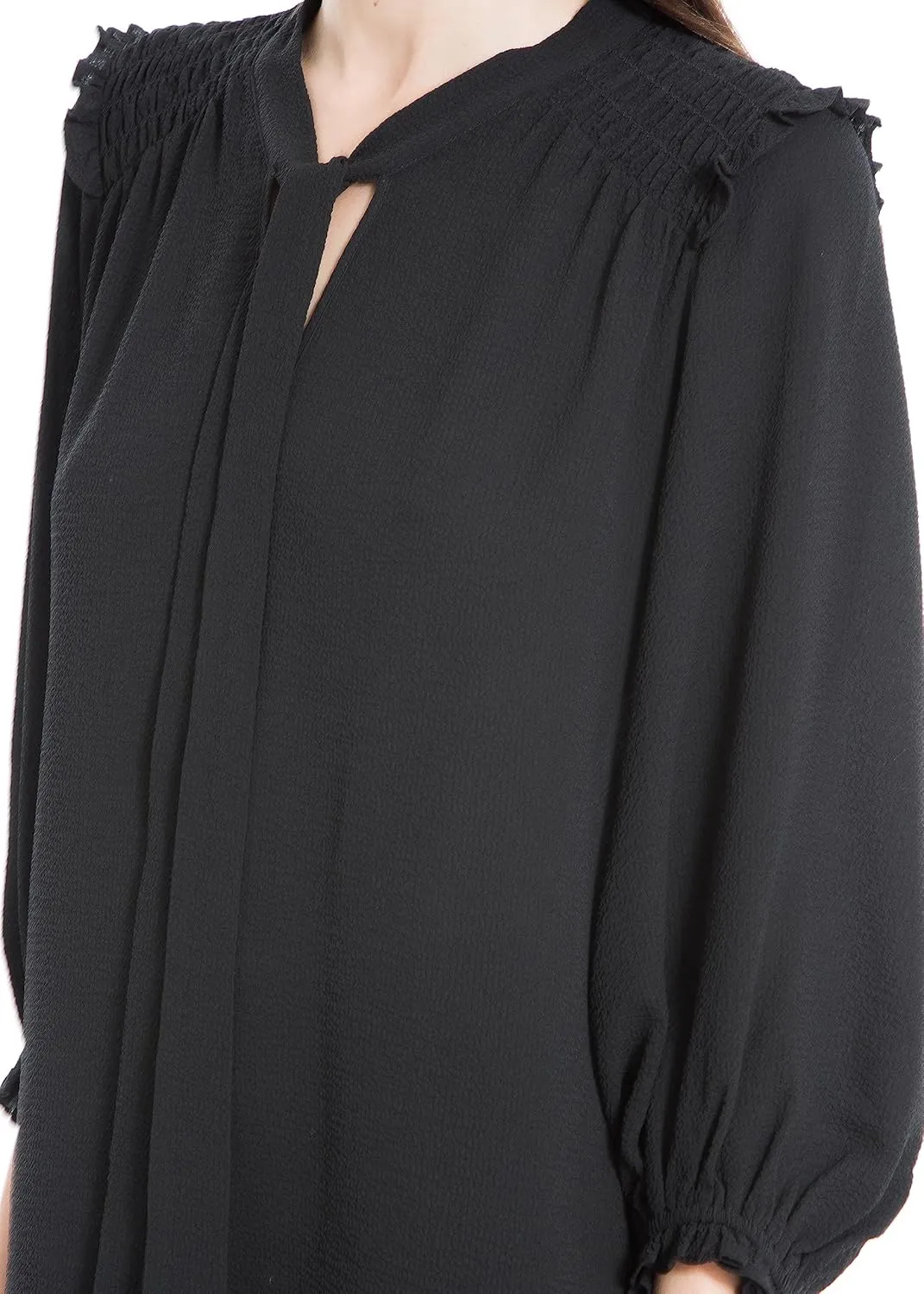 Max Studio Women's Neck Tie Smocked Blouse
