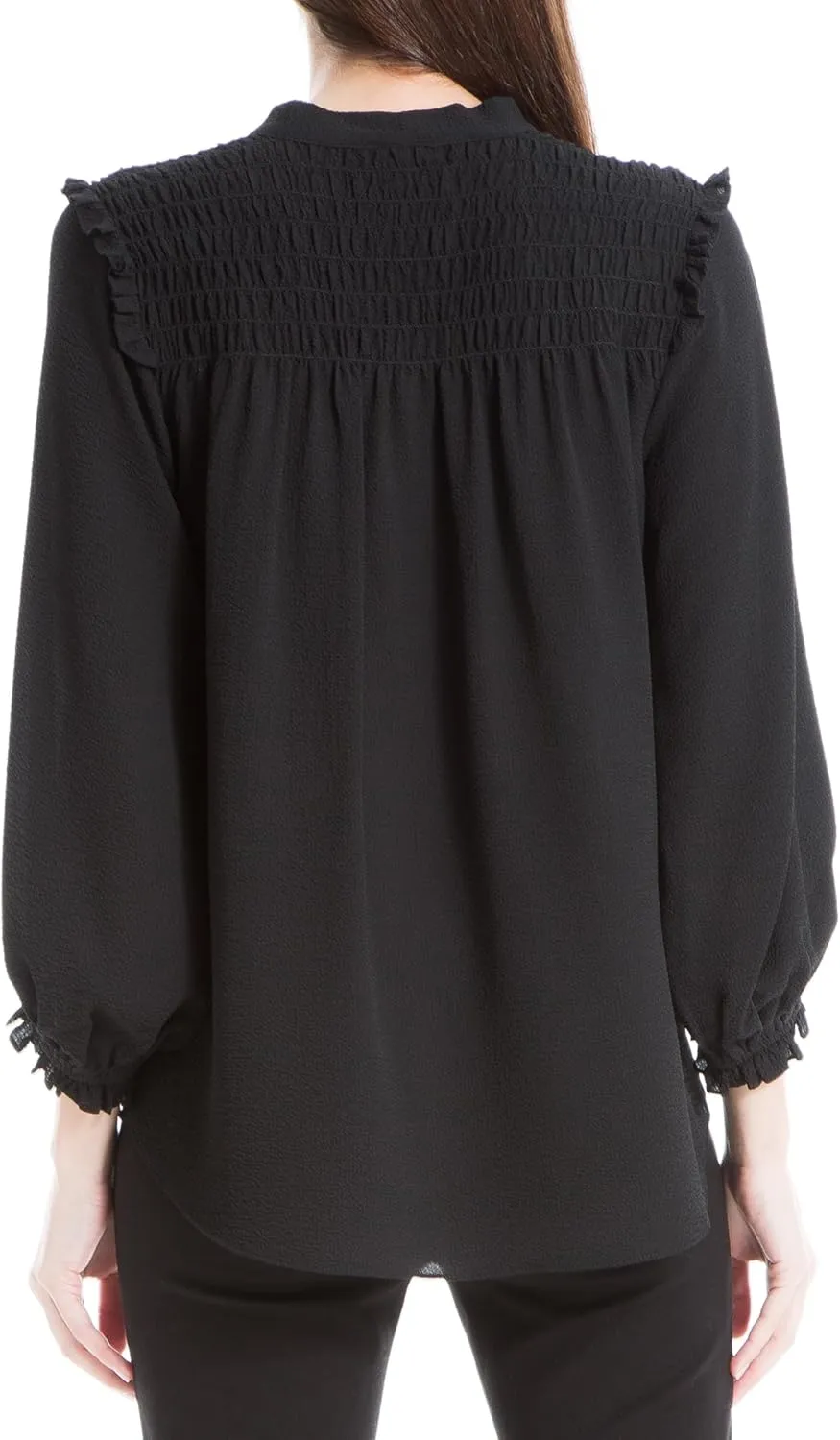 Max Studio Women's Neck Tie Smocked Blouse