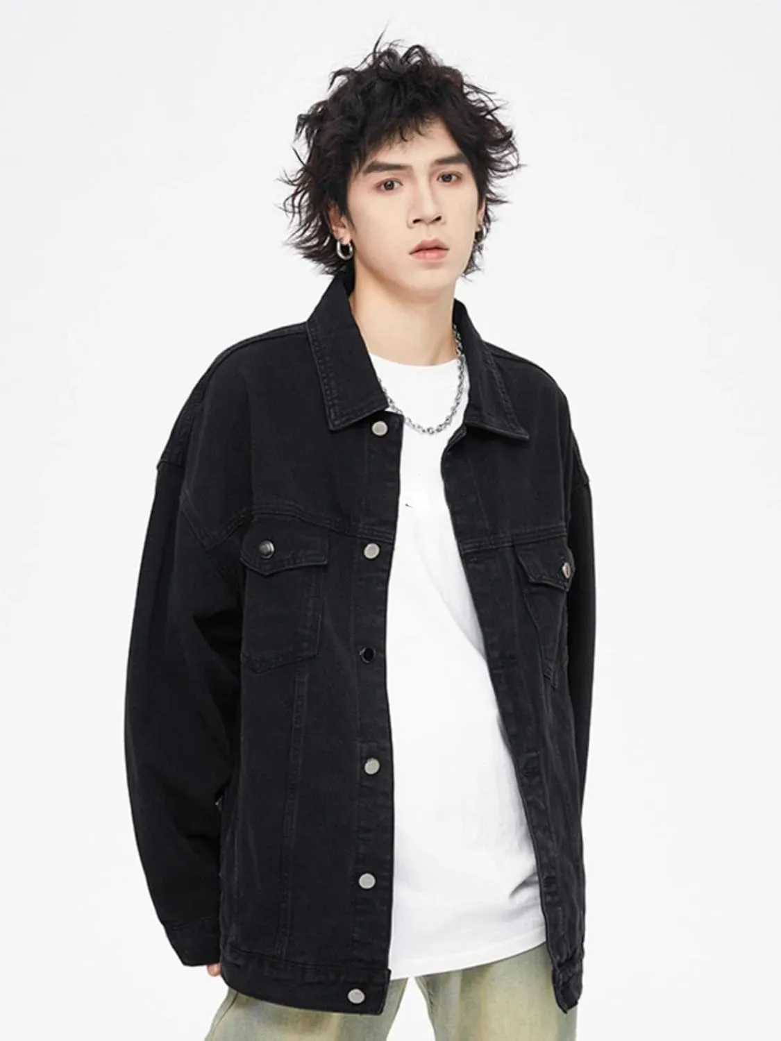 Men's Autumn American Retro Casual Loose Denim Jacket