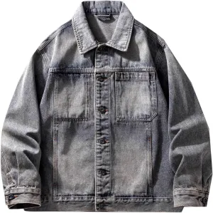 Men's Coat Spring Autumn American Casual Retro Loose Denim Jacket