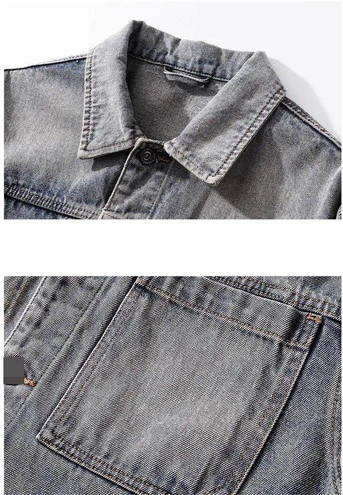Men's Coat Spring Autumn American Casual Retro Loose Denim Jacket